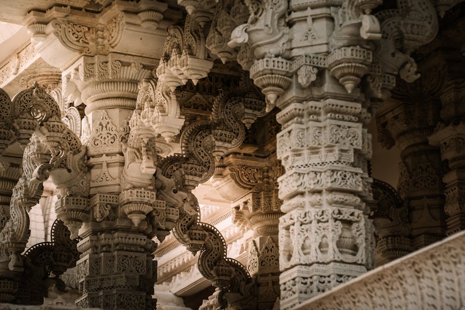 Carved Pillars in Jain Temple Daman